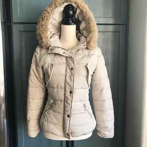 H&M winter jacket with faux fur hood